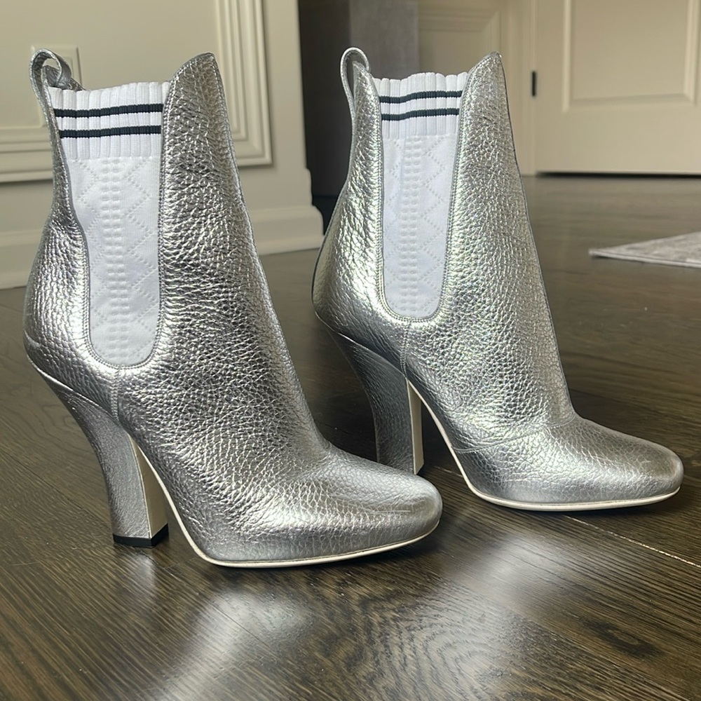 Fendi Marie Antoinette Metallic Sock Bootie